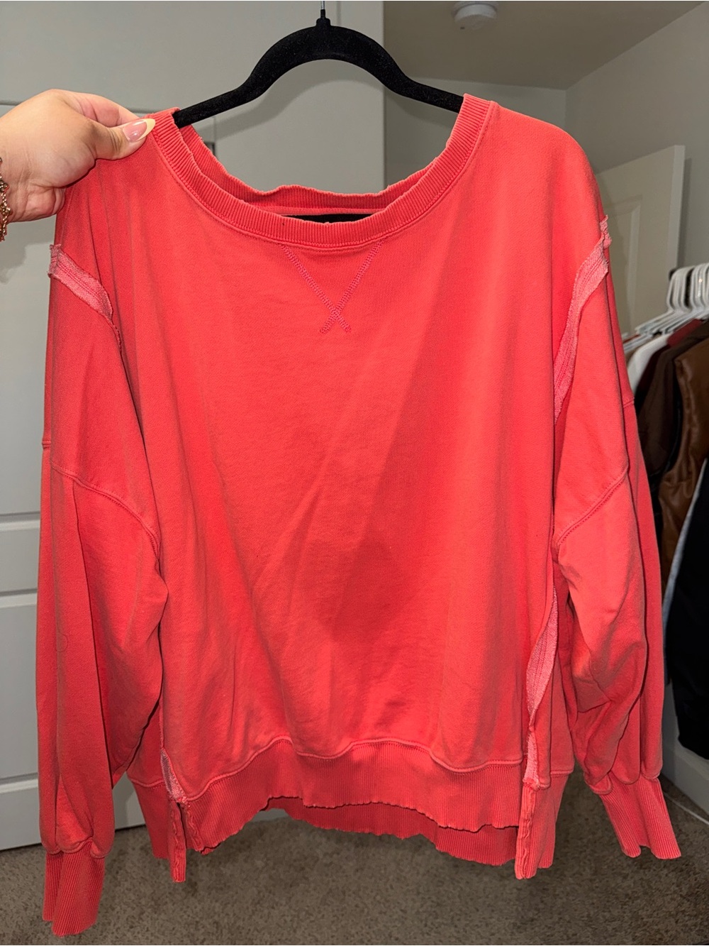 American Eagle Outfitters Coral Crewneck Sweatshirt